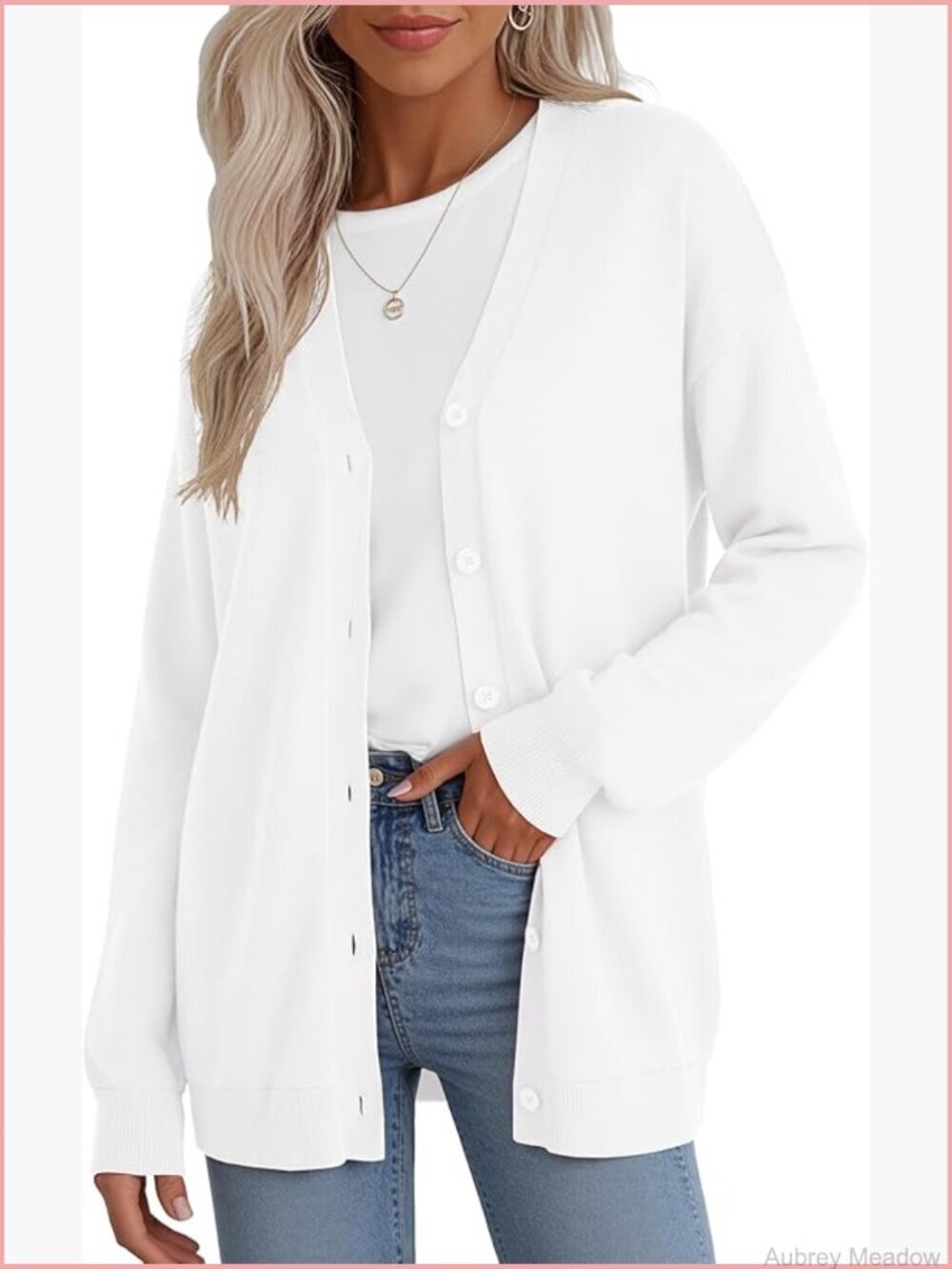 V-Neck Open Front Oversized Cardigan Holiday Sweater Cozy Knitwear